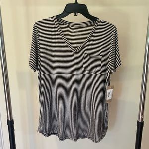 NWT Albion Fit Navy/White Stripe V Neck Shirt